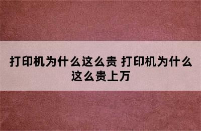 打印机为什么这么贵 打印机为什么这么贵上万